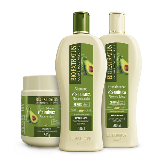 Kit Pós-Química (500mL/g) Shampoo, Condicionador e Banho de Creme